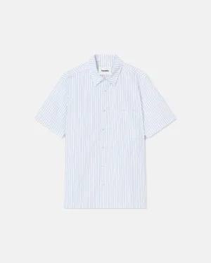 Adam - Striped Cotton Shirt - White Blue