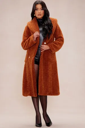 Alyssa Faux Fur Coat - Cognac