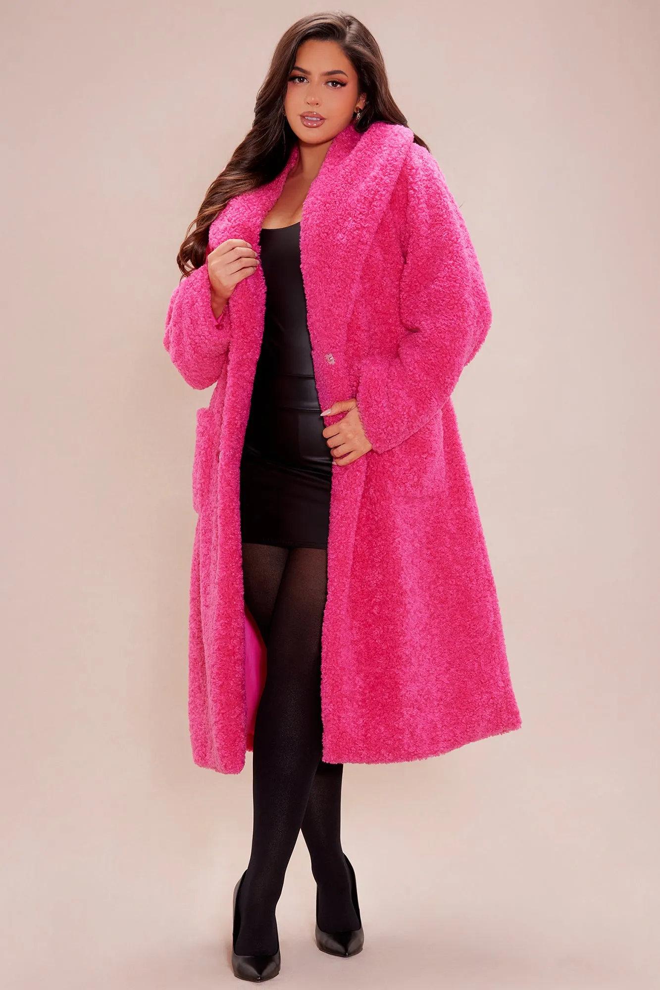 Alyssa Faux Fur Coat - Hot Pink