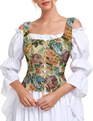 American Trends Renaissance Corset Pirate Vest Medieval Renaissance Costume Women Steampunk Gothic Vintage Cosplay Bodice