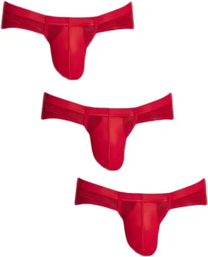 Andongnywell 3 Pack Men's Pure Color Sexy Underwear Ultra Soft Comfy Transparent Briefs Knickers Panties Trouser (Red,XX-Large)