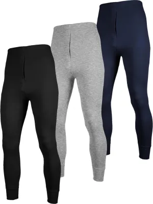 Andrew Scott Men's 3 Pack Premium Cotton Base Layer Long Thermal Underwear Pants