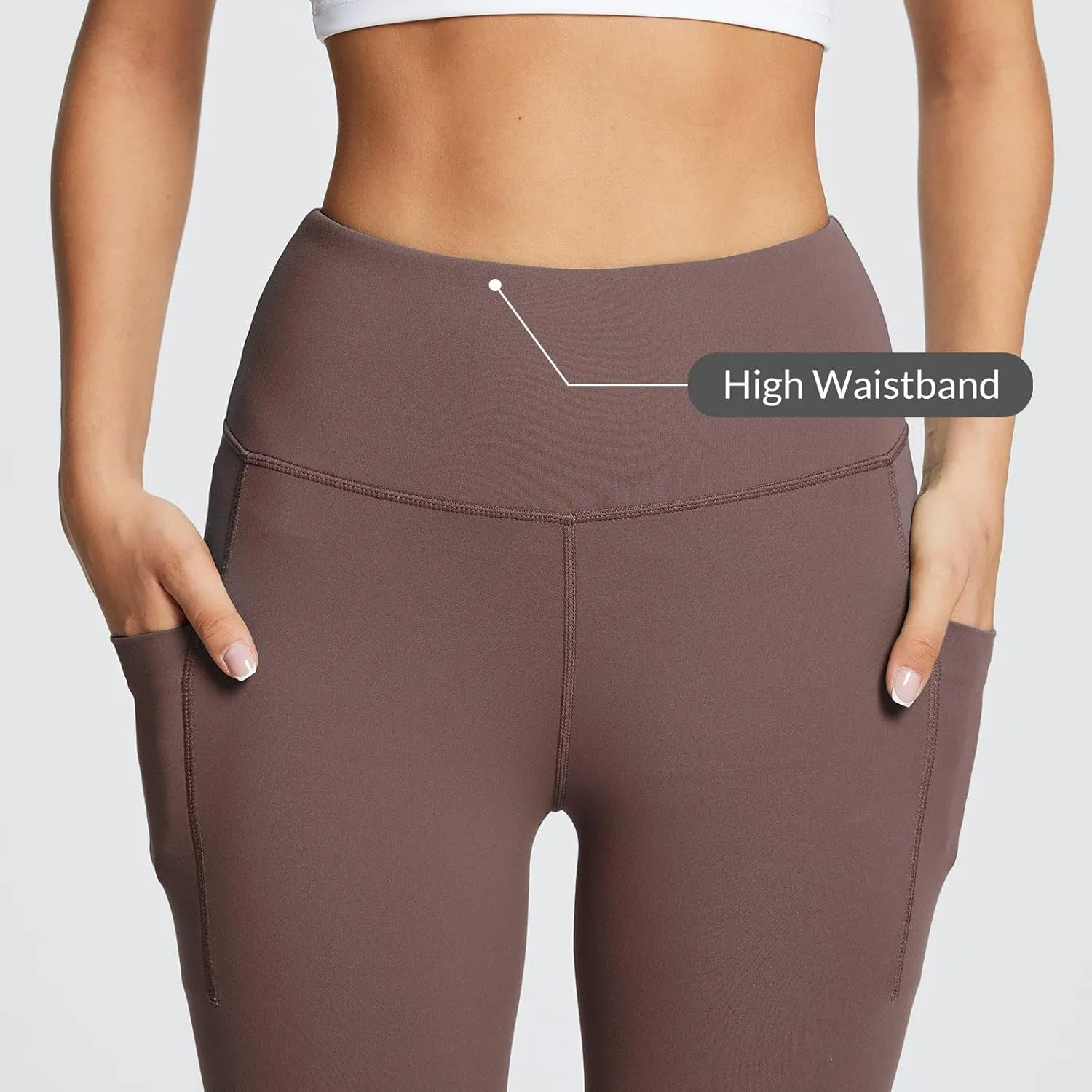 baleaf Women's Leggings with Pockets Tummy Control Workout High Waisted Athletic Running 7/8 Ultra Soft Gym Yoga Ankle Pants
