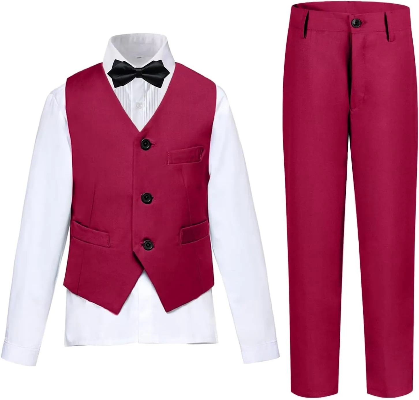Boys Suit 4-Pieces Toddler Tuxedo Vest Pants Set Suits for Boys Communion Dress Clothes Ring Bearer Outfit