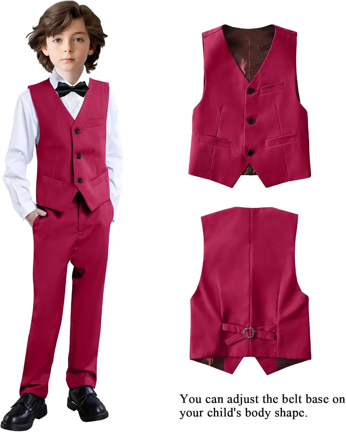 Boys Suit 4-Pieces Toddler Tuxedo Vest Pants Set Suits for Boys Communion Dress Clothes Ring Bearer Outfit