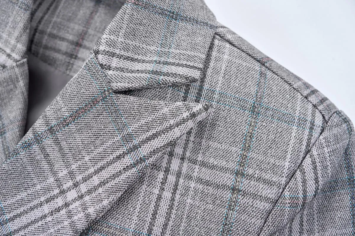 Boys Suits Plaid Double Breasted Kids Tuxedo Blazer Jacket Pants Vest Wedding