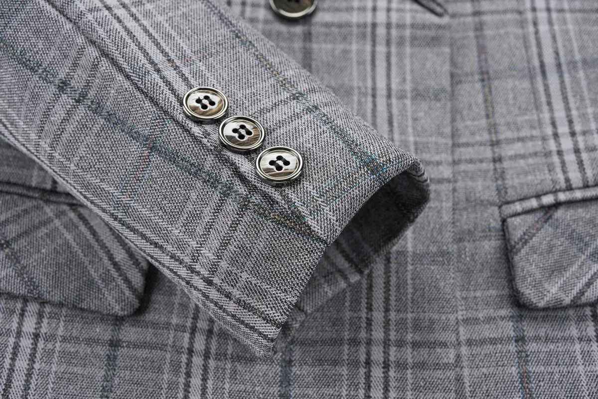 Boys Suits Plaid Double Breasted Kids Tuxedo Blazer Jacket Pants Vest Wedding