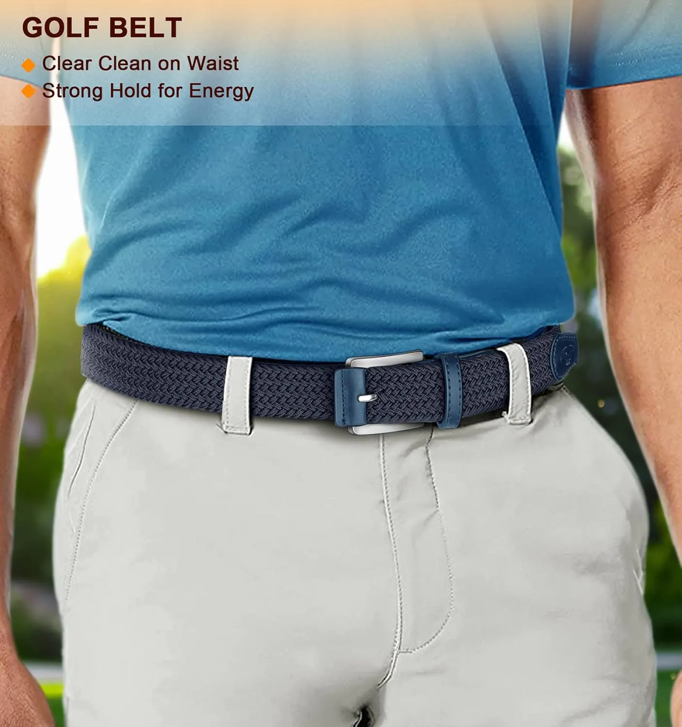 BULLIANT Belt for Men 2Pack,Mens Gift Stretch Braided Web Belt Elastic for Casual Golf Jeans,1 3/8"