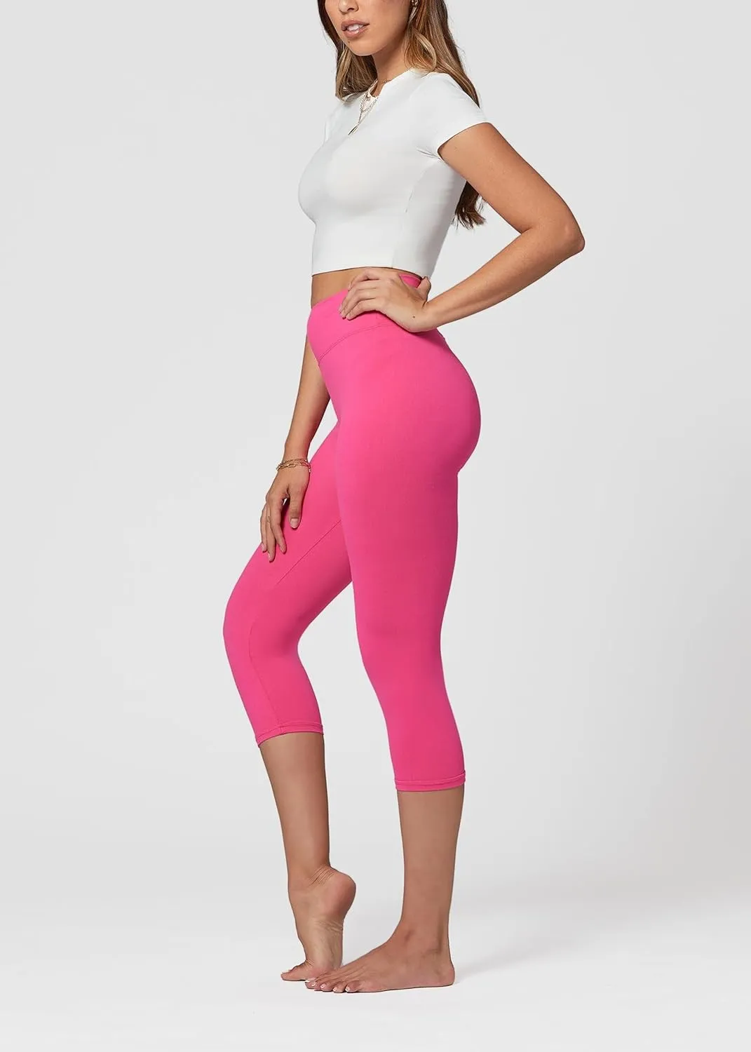 Conceited High Waisted Ultra Soft Leggings for Women - Capri Length and Biker Shorts - Available in Plus Size