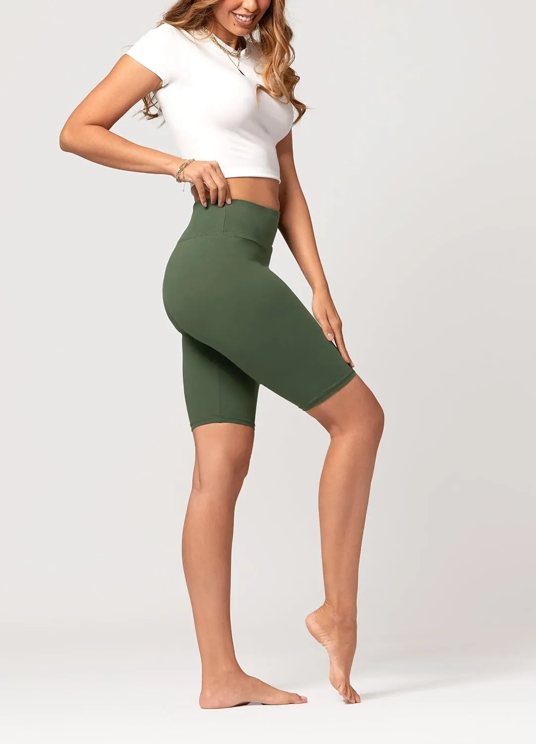 Conceited High Waisted Ultra Soft Leggings for Women - Capri Length and Biker Shorts - Available in Plus Size