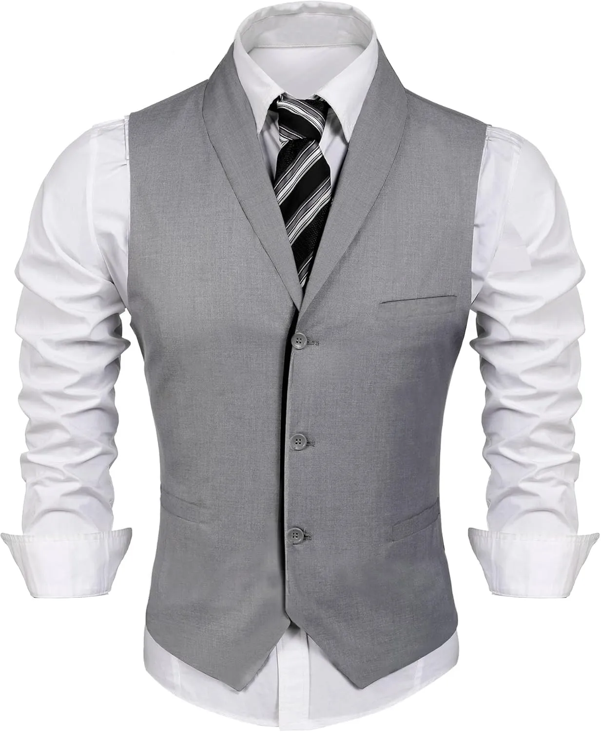COOFANDY Men's Suit Vest Slim Fit Formal Business Dress Vest Casual Wedding Waistcoat