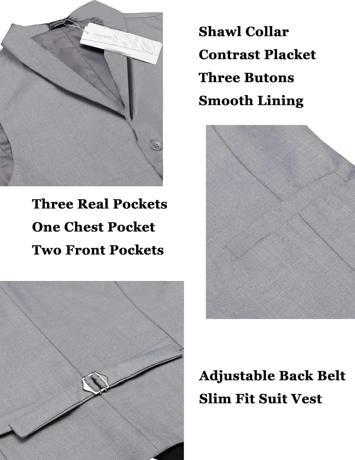 COOFANDY Men's Suit Vest Slim Fit Formal Business Dress Vest Casual Wedding Waistcoat