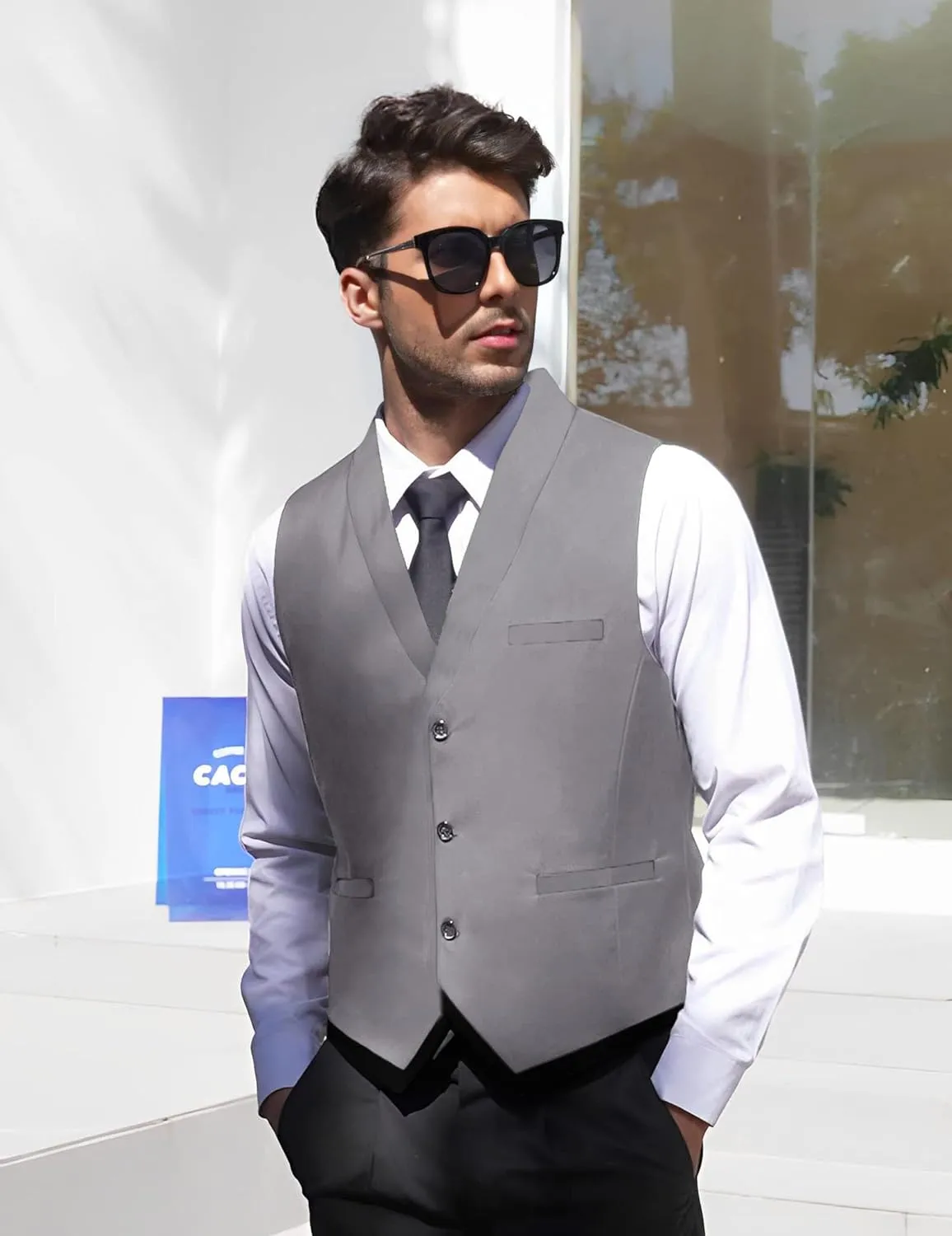 COOFANDY Men's Suit Vest Slim Fit Formal Business Dress Vest Casual Wedding Waistcoat