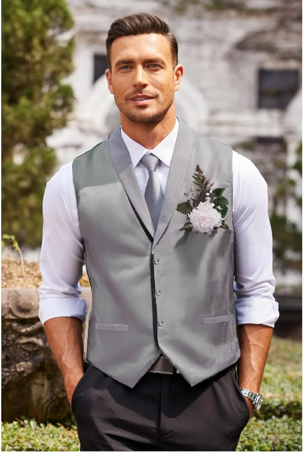 COOFANDY Men's Suit Vest Slim Fit Formal Business Dress Vest Casual Wedding Waistcoat