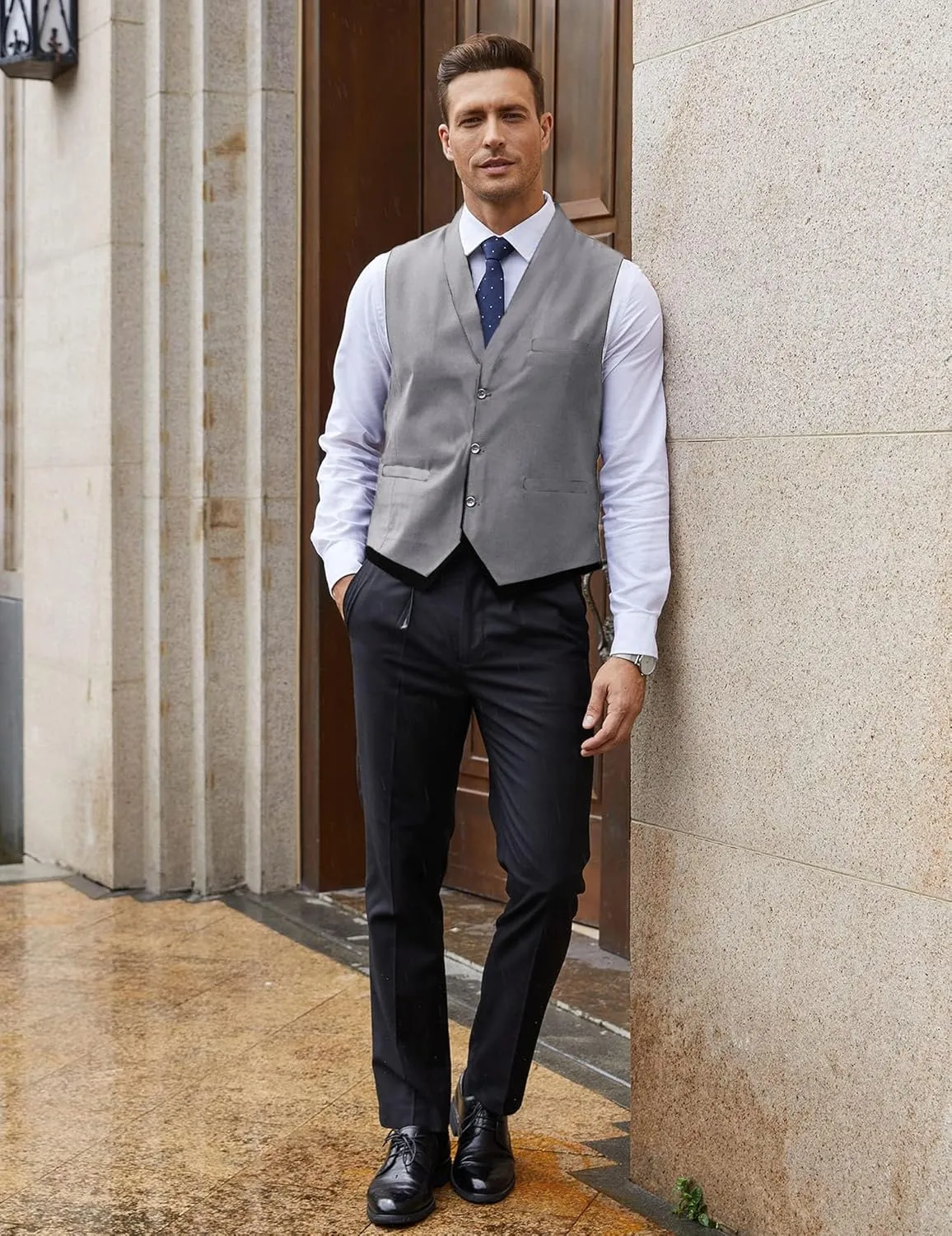 COOFANDY Men's Suit Vest Slim Fit Formal Business Dress Vest Casual Wedding Waistcoat