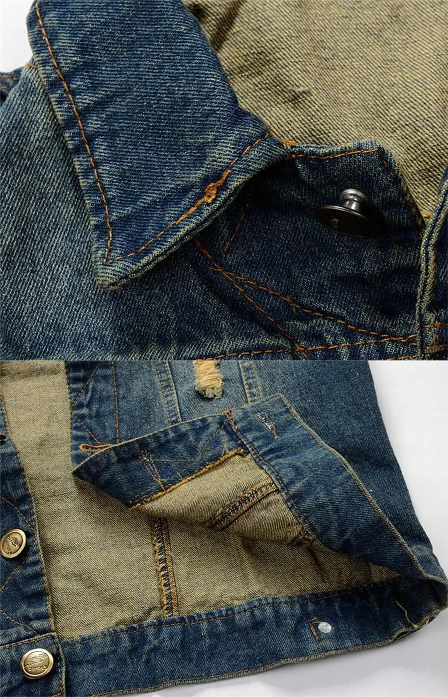 ebossy Men's Ripped Distressed Denim Vest Sleeveless Button Up Jean Vest Jacket