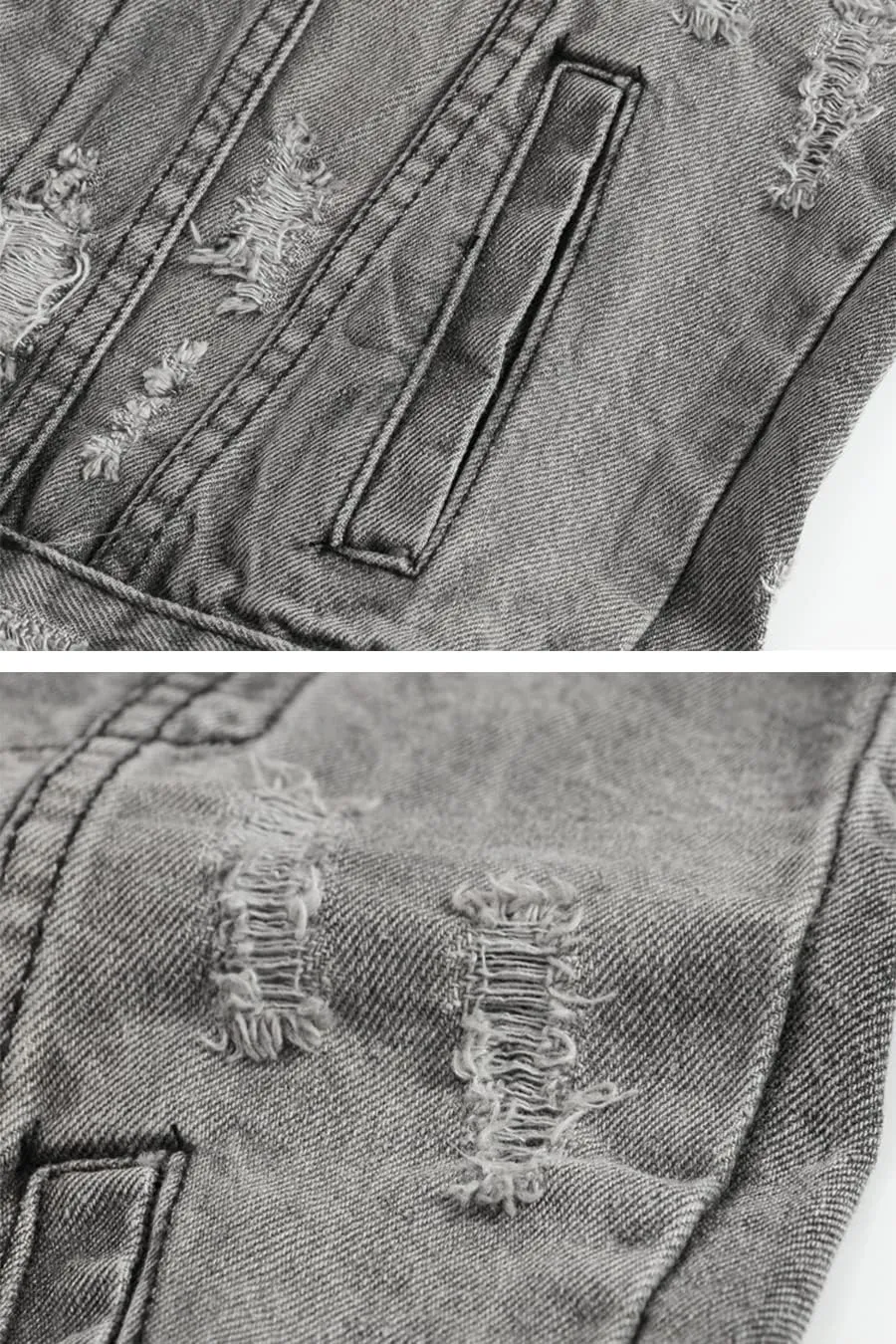 ebossy Men's Ripped Distressed Denim Vest Sleeveless Button Up Jean Vest Jacket