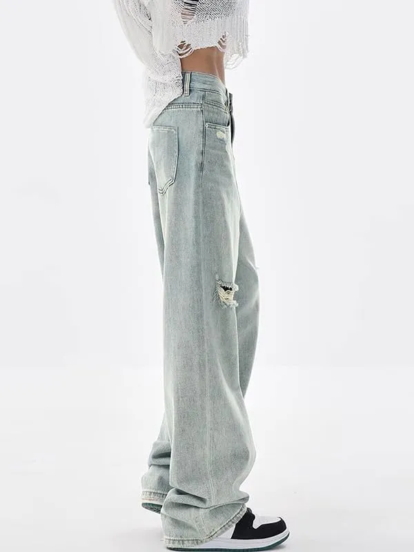 EMMIOL Wide Leg Jeans for Women - Low Waist Baggy Loose Boyfriends Denim Pants - Y2K 90S Style
