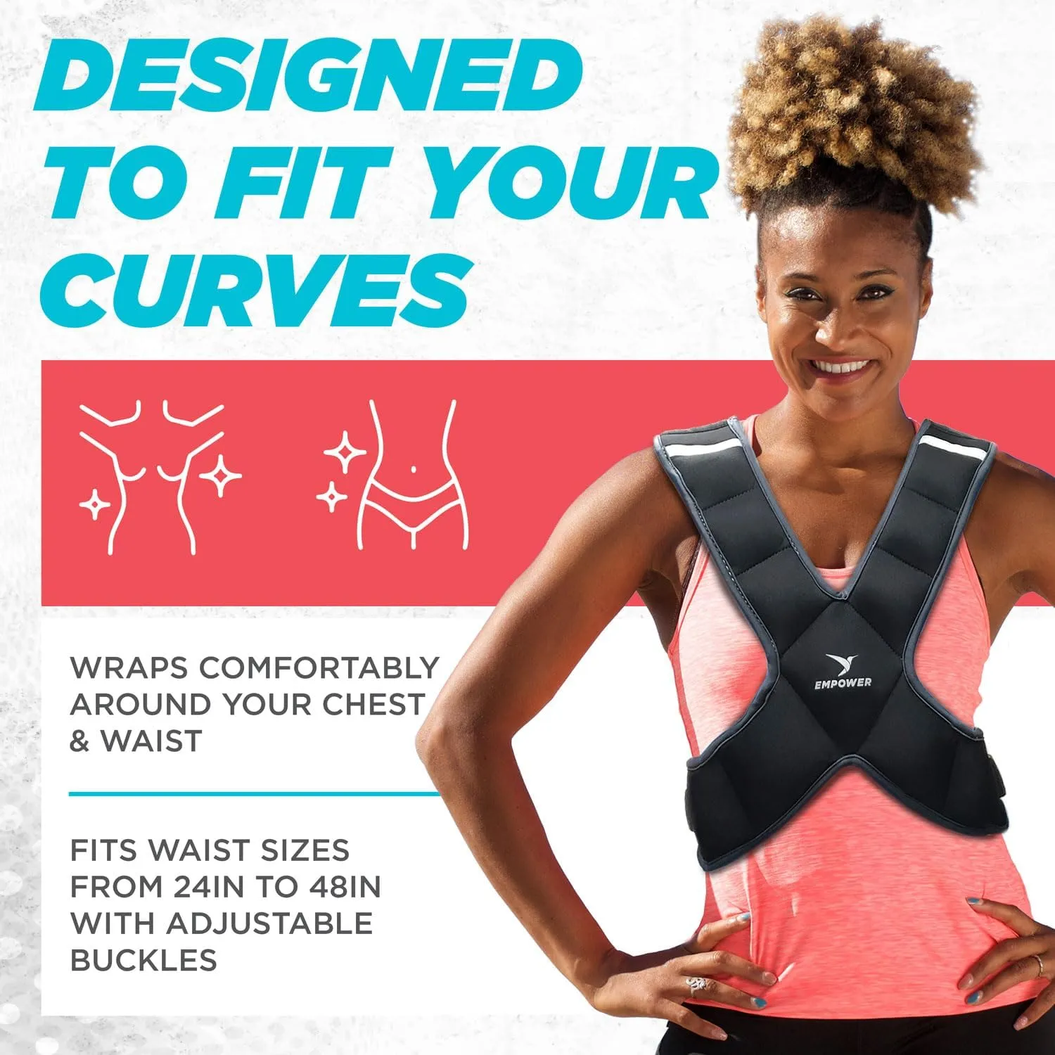 Empower Weighted Walking Vest for Women  Strengthen Muscles, Boost Bone Health, and Burn More Calories (fixed 8lbs, adjustable 4-10lbs or 10-16lbs)