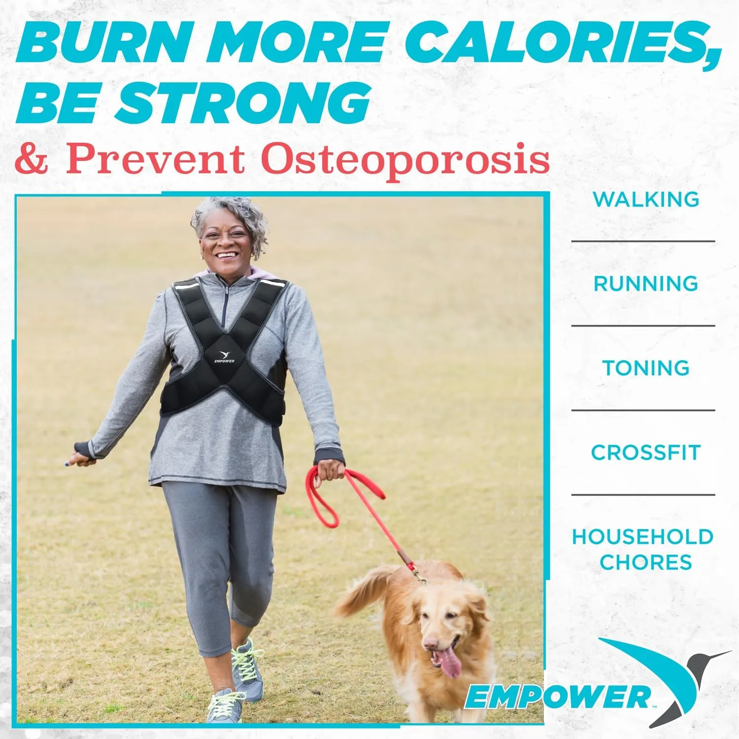 Empower Weighted Walking Vest for Women  Strengthen Muscles, Boost Bone Health, and Burn More Calories (fixed 8lbs, adjustable 4-10lbs or 10-16lbs)