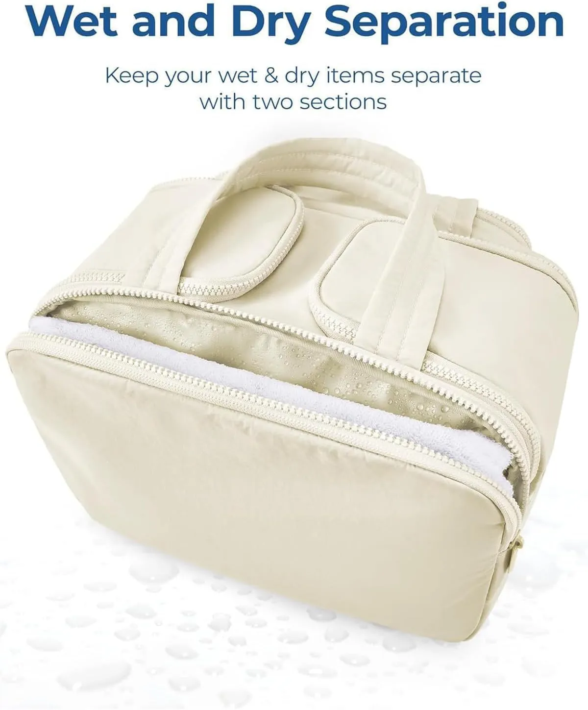Humidity Travel Cosmetic Bag, Humidity Large Capacity Wide-Open Travel Cosmetic Bags, Humi-dity Toiletry Bag, 0.6lb Ultra Lightweight Toiletry Organizer with Handle for Traveling (Beige)