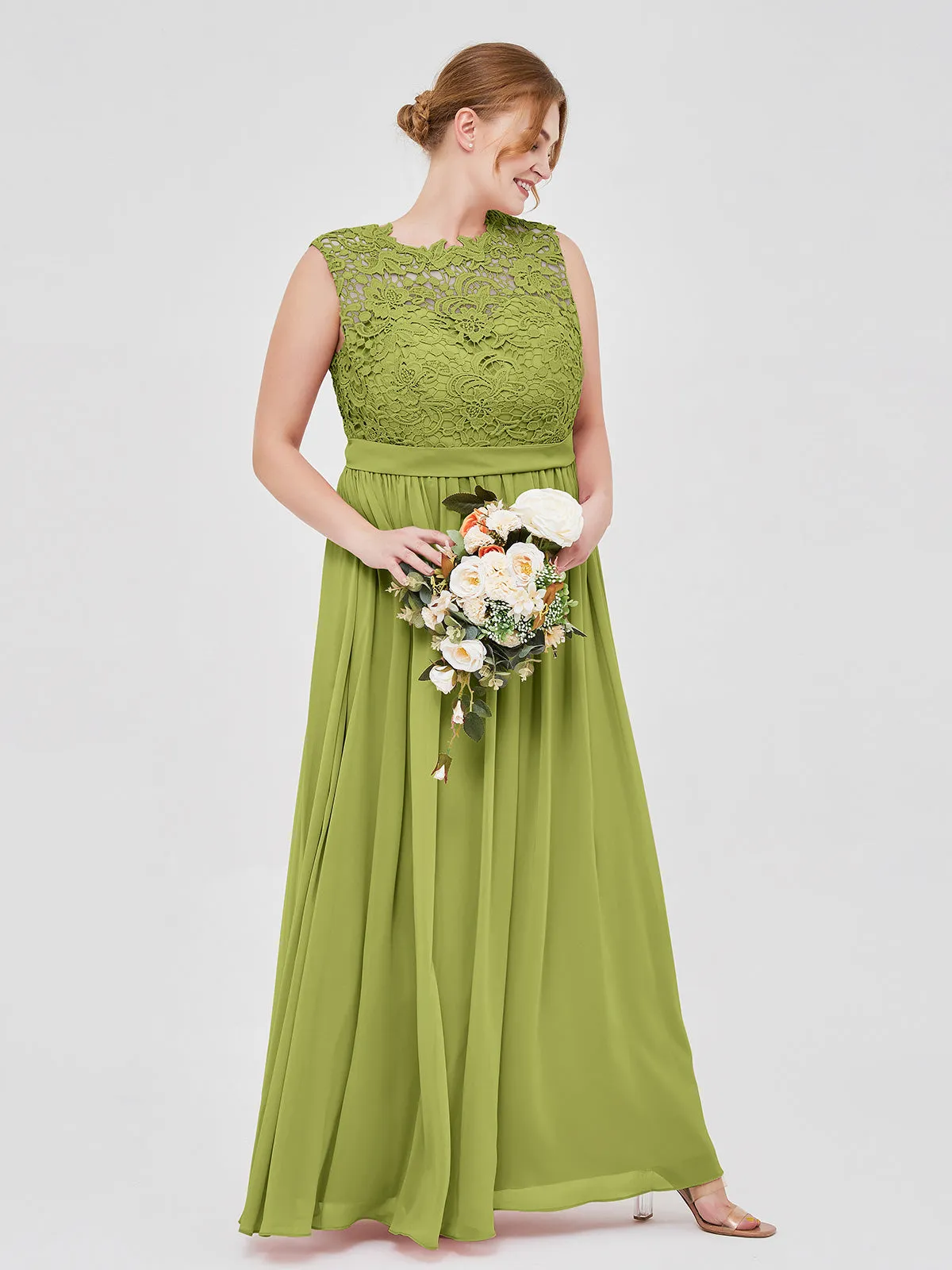 Illusion Neck Chiffon and Lace Dresses Clover