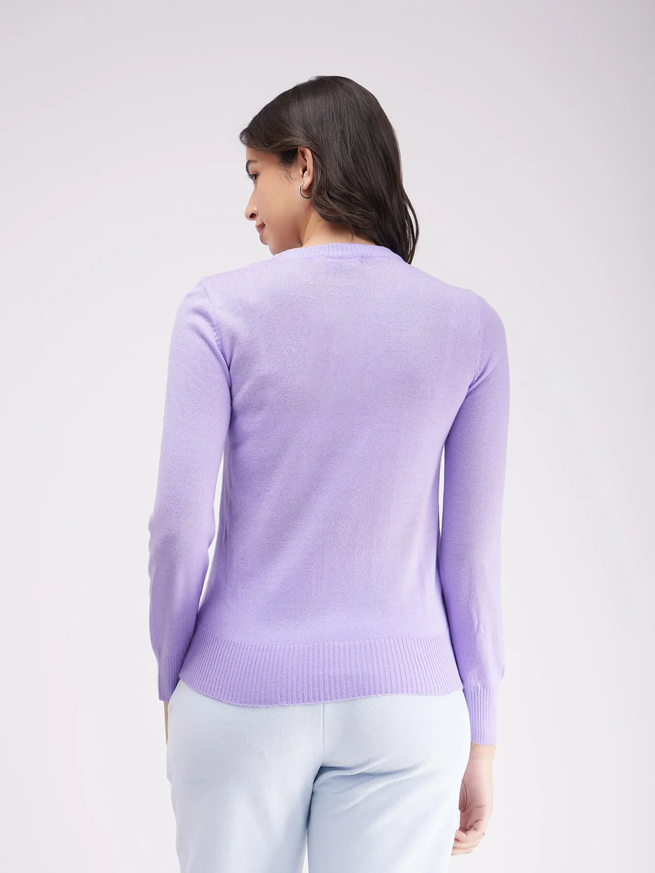 LivSoft Round Neck Sweater - Lilac
