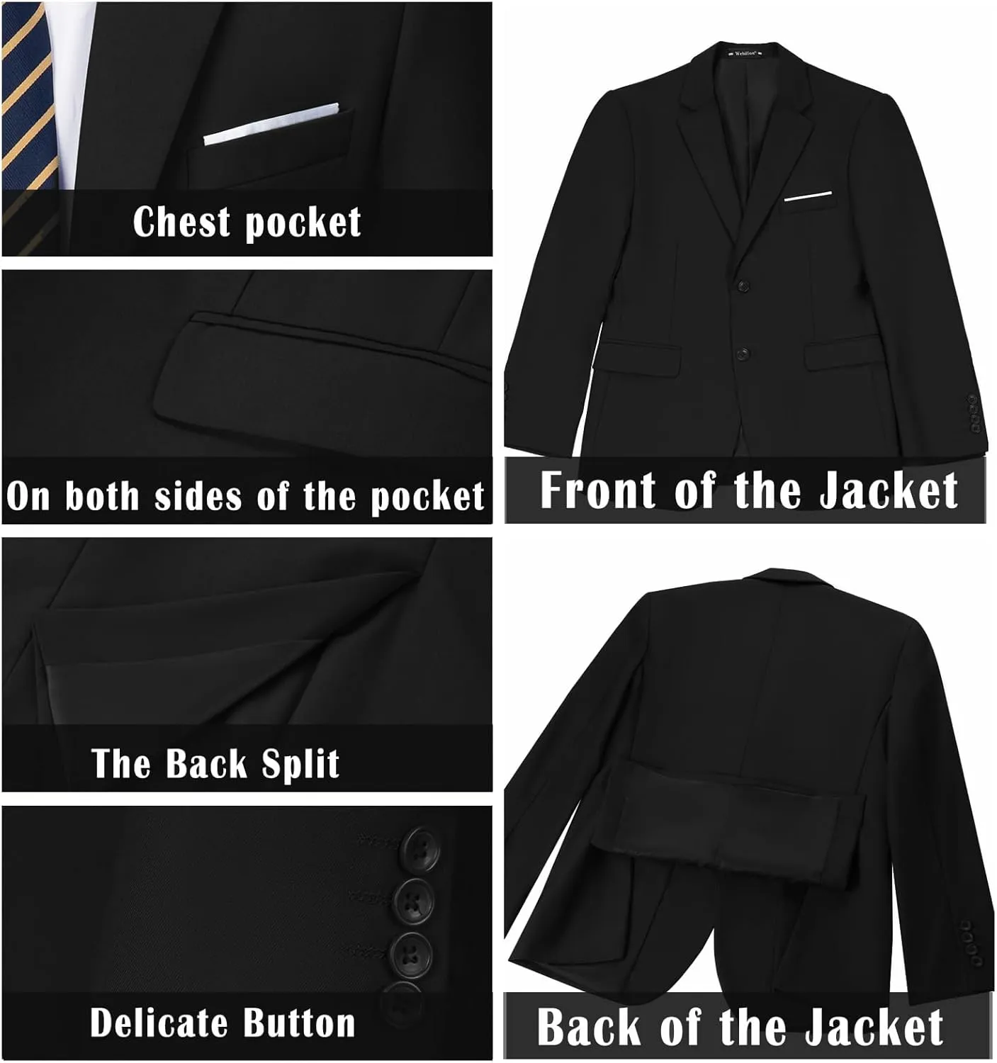 Men Suit 2 Piece Groomsmen Tuxedo Prom Blazer Slim Fit Suits Two Button Wedding Dress Jacket Pants Set with Tie