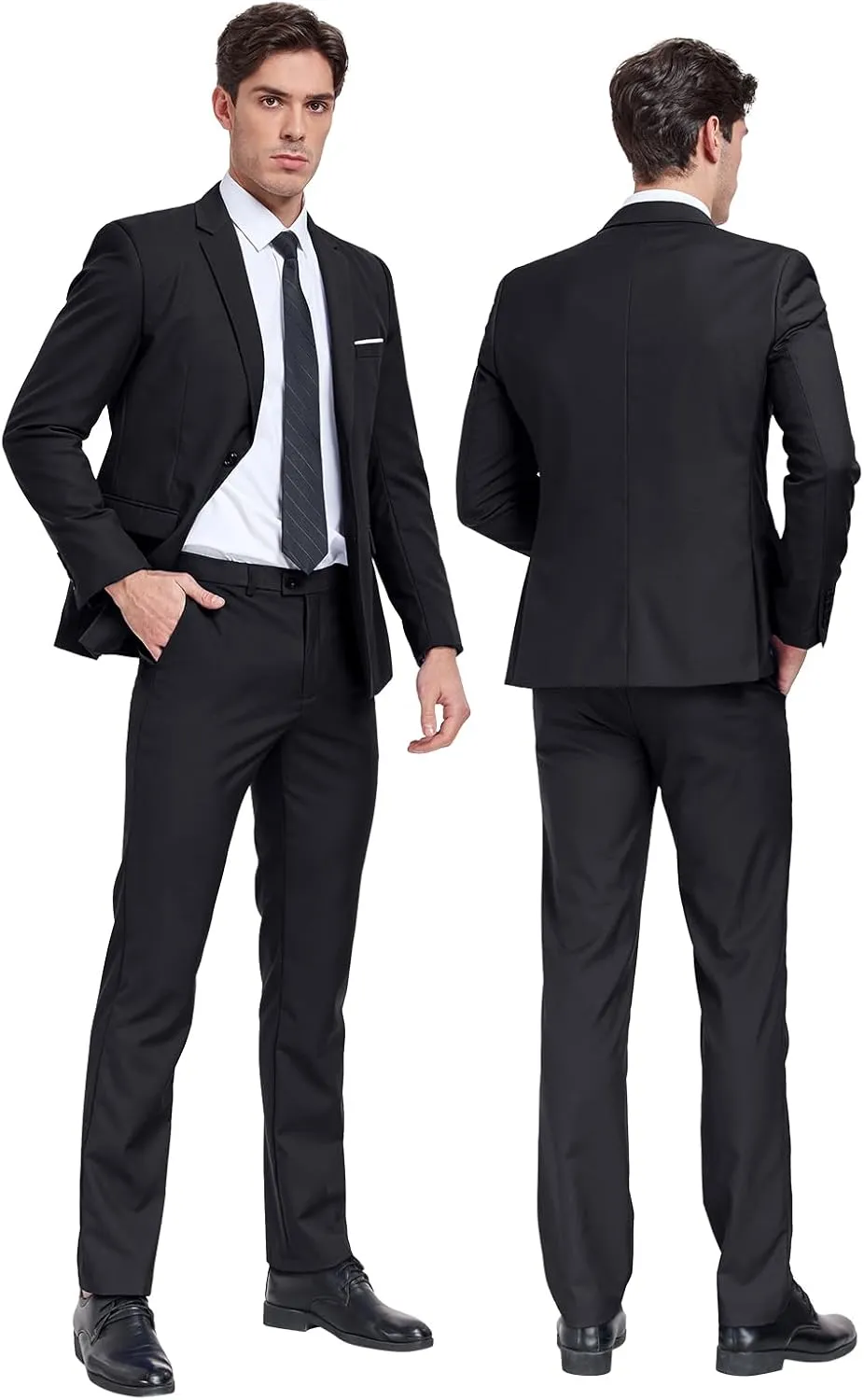 Men Suit 2 Piece Groomsmen Tuxedo Prom Blazer Slim Fit Suits Two Button Wedding Dress Jacket Pants Set with Tie
