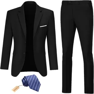 Men Suit 2 Piece Groomsmen Tuxedo Prom Blazer Slim Fit Suits Two Button Wedding Dress Jacket Pants Set with Tie