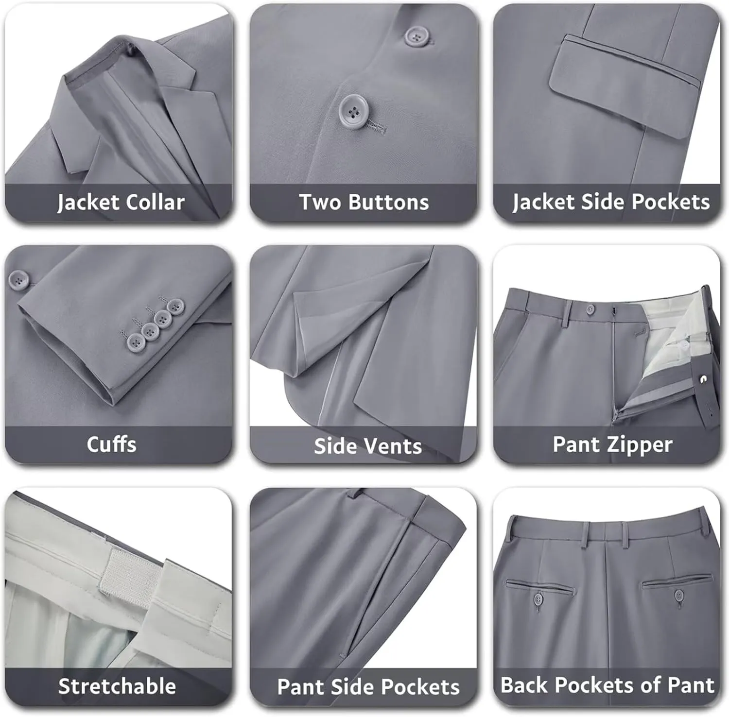 Mens 2 Piece Suit Set Slim Fit 2 Button Dress SuitsTuxedo Set Wedding Blazer Jacket Pants Tie Business Party Prom Suit