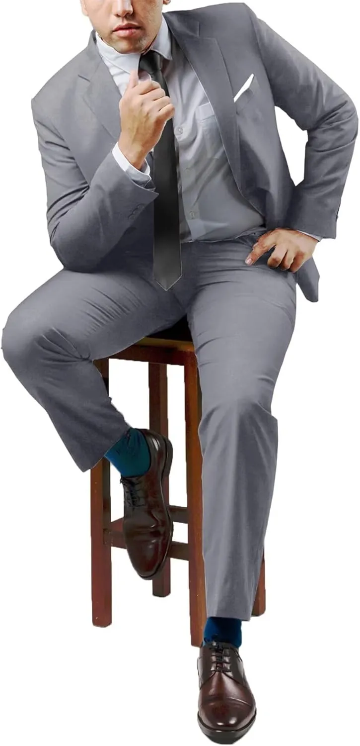 Mens 2 Piece Suit Set Slim Fit 2 Button Dress SuitsTuxedo Set Wedding Blazer Jacket Pants Tie Business Party Prom Suit