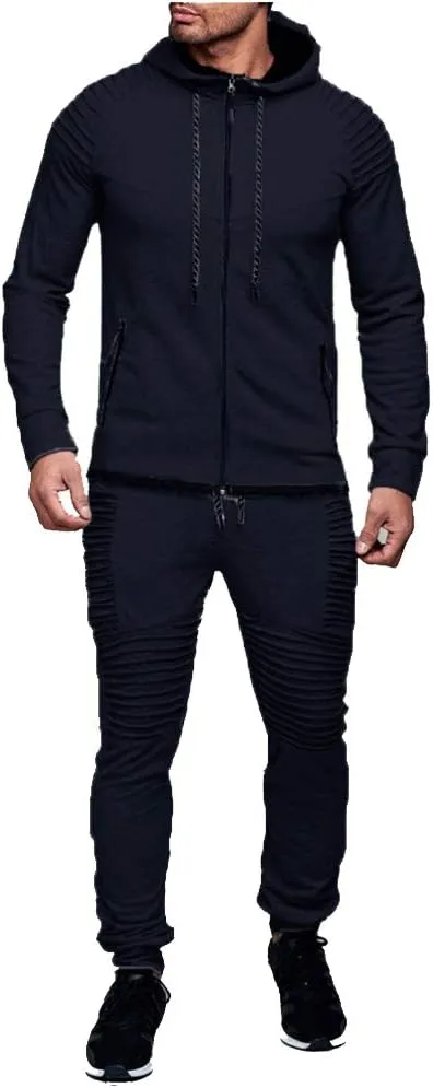 Men's Casual Tracksuit Full Zip Hoodie Sweatsuit Jogging Sports Athletic Sweat Suits