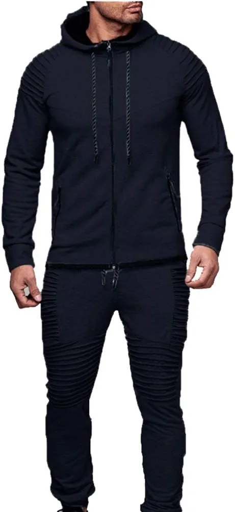 Men's Casual Tracksuit Full Zip Hoodie Sweatsuit Jogging Sports Athletic Sweat Suits