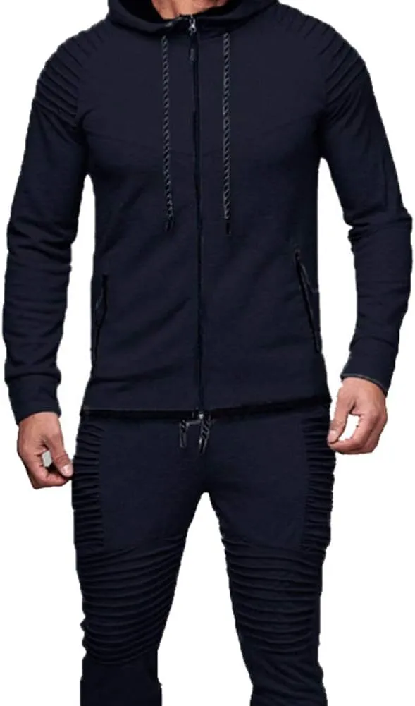 Men's Casual Tracksuit Full Zip Hoodie Sweatsuit Jogging Sports Athletic Sweat Suits