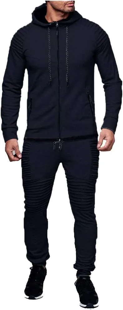 Men's Casual Tracksuit Full Zip Hoodie Sweatsuit Jogging Sports Athletic Sweat Suits