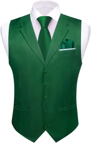 Mens Vest Lapel Collar Solid Color Suit Waistcoat Slim Fit Formal Wedding Tuxdeo Party