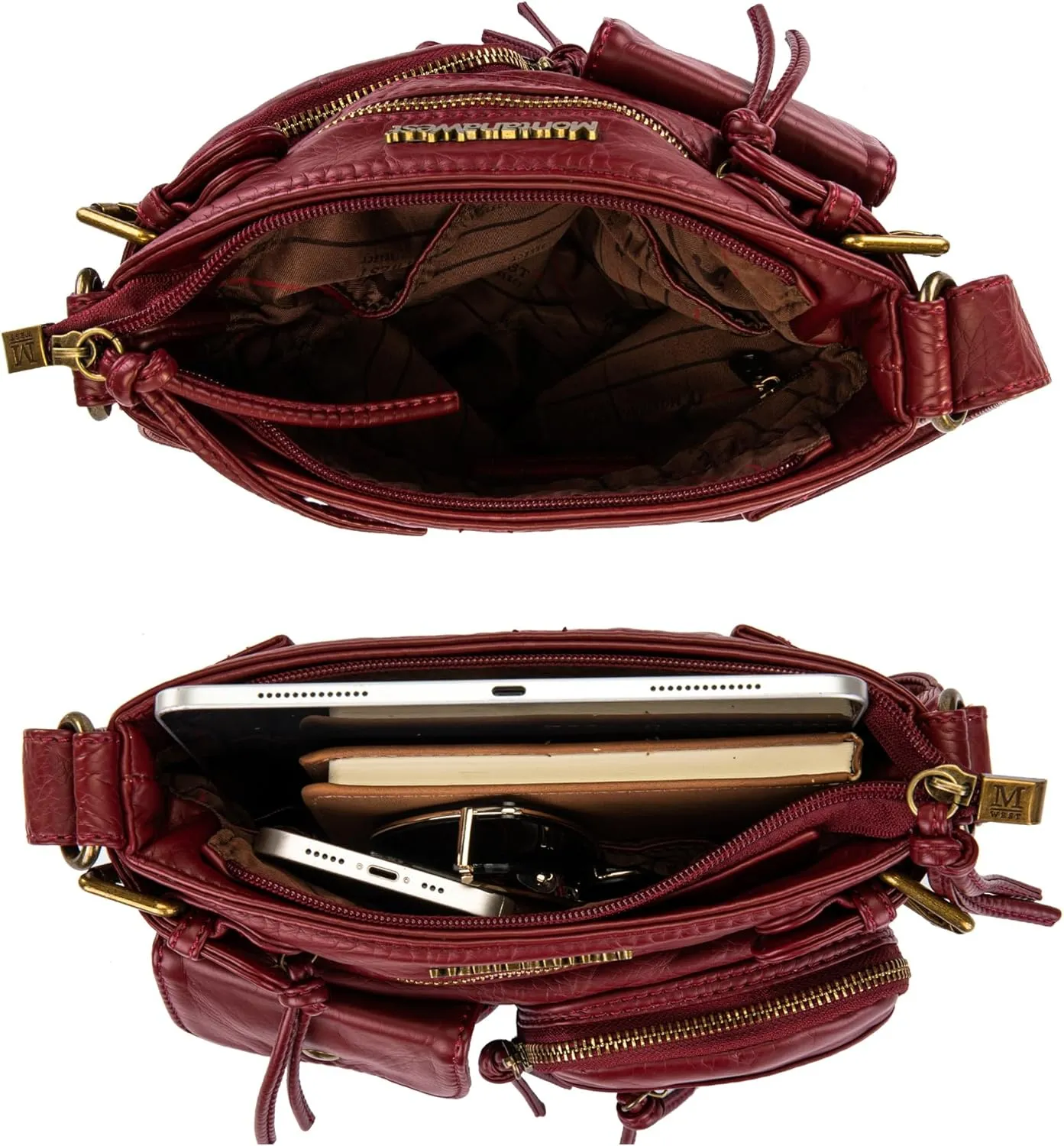 Montana West Crossbody Bag for Women Multi Pocket Shoulder Medium Travel Purses Ultra Soft Washed Leather