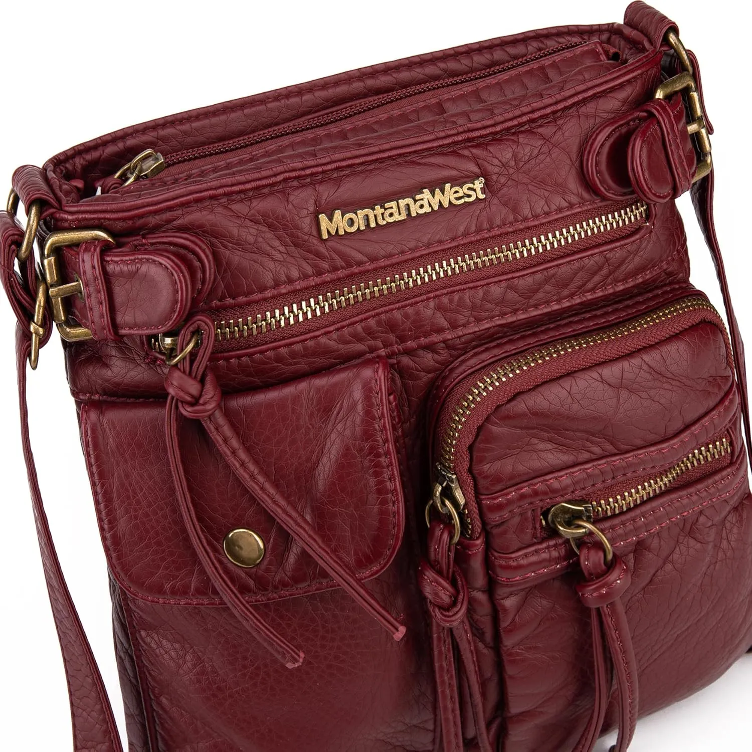 Montana West Crossbody Bag for Women Multi Pocket Shoulder Medium Travel Purses Ultra Soft Washed Leather