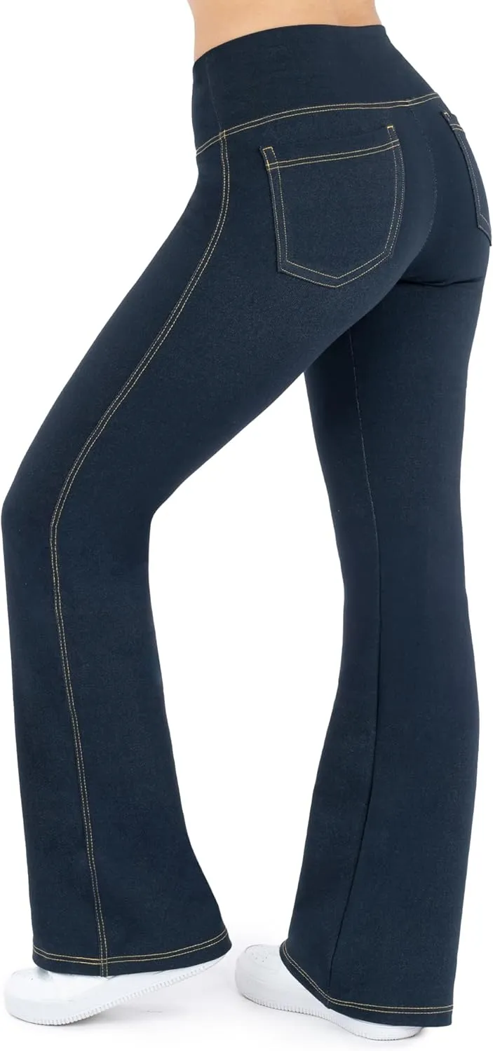 Nirlon Crossover Bootcut Jeggings for Women - Flare Leggings for Women Tummy Control Regular and Plus Size Jeggings