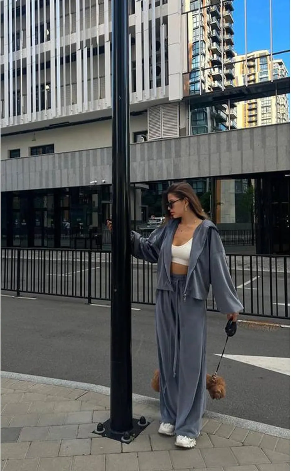Perbai Womens Velour Tracksuit 2 Piece Sweatsuit Oversized Full Zip Hoodie Wide Leg Pants Sets