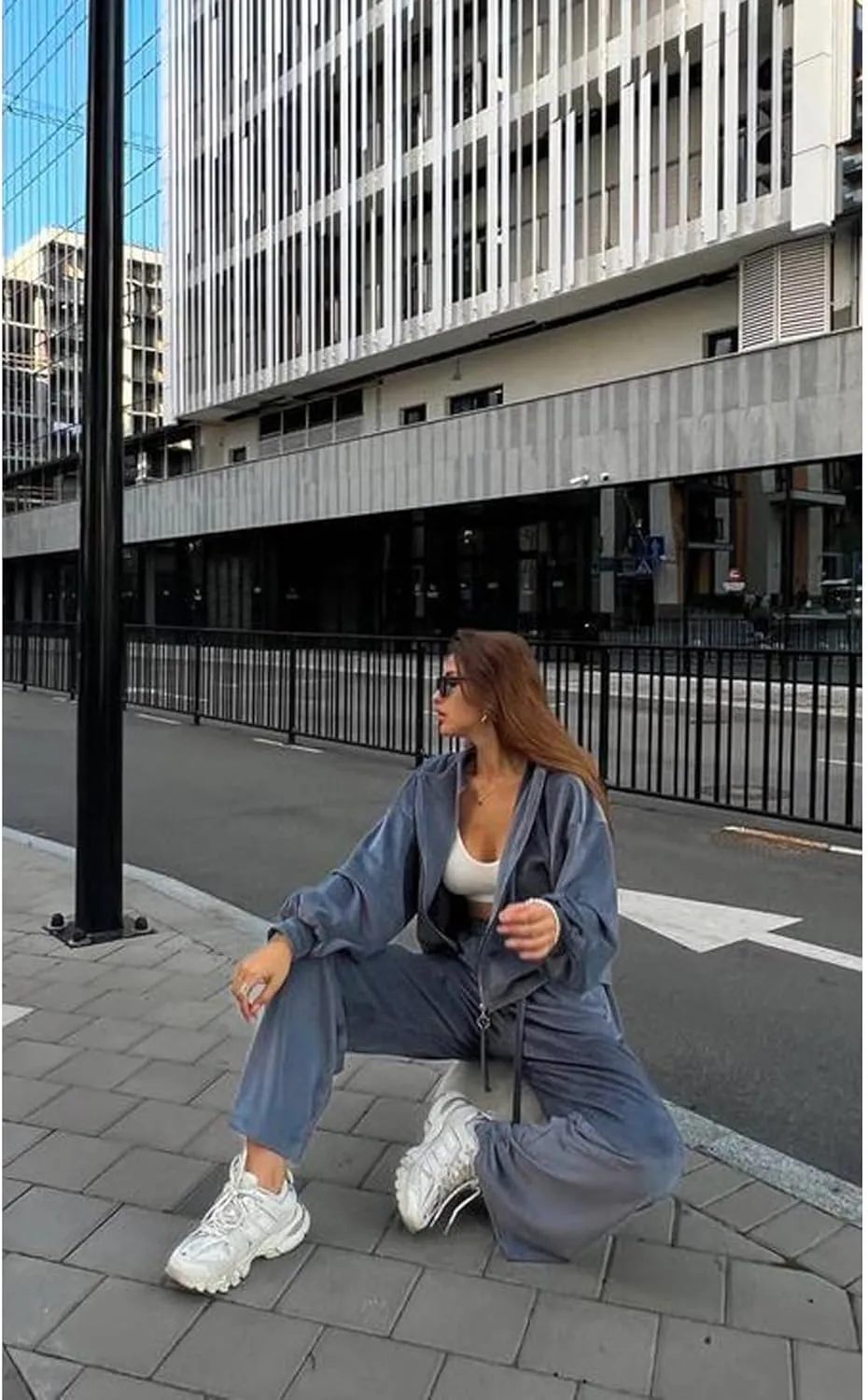 Perbai Womens Velour Tracksuit 2 Piece Sweatsuit Oversized Full Zip Hoodie Wide Leg Pants Sets