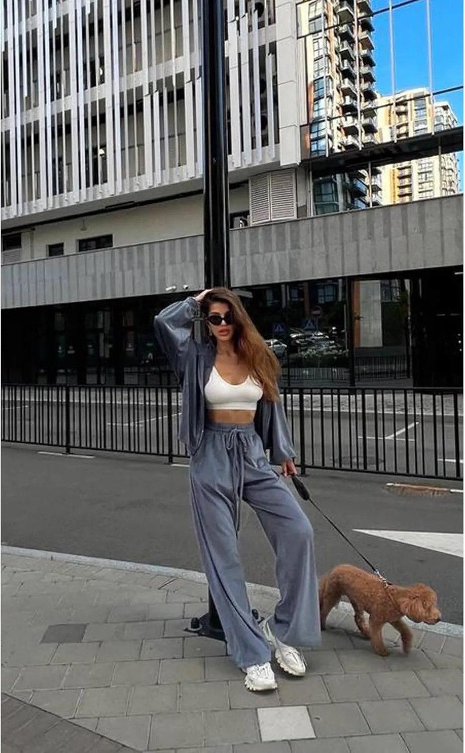 Perbai Womens Velour Tracksuit 2 Piece Sweatsuit Oversized Full Zip Hoodie Wide Leg Pants Sets