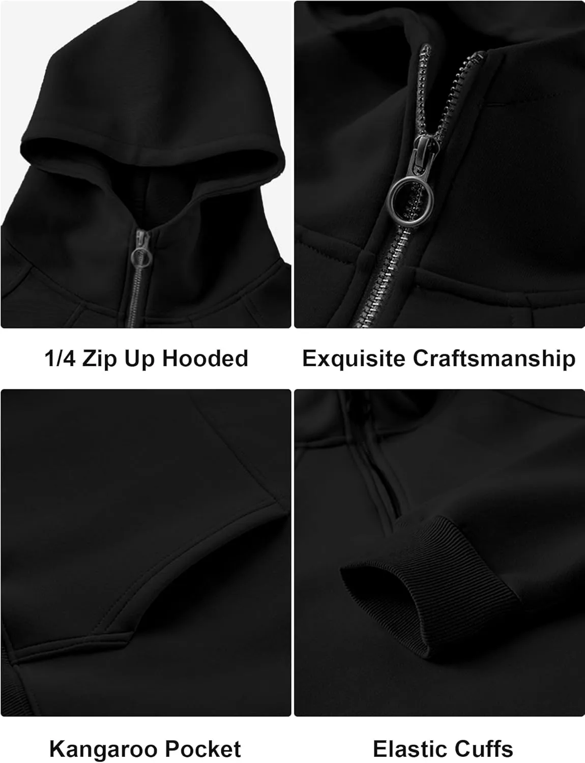 PLEPAN Quarter Zip Hoodies for Men Oversized Pullover Loose Fit Sweatshirt with Kangaroo Pocket