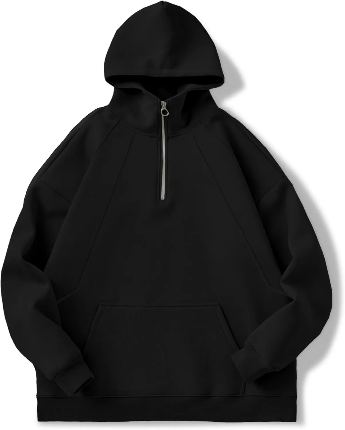 PLEPAN Quarter Zip Hoodies for Men Oversized Pullover Loose Fit Sweatshirt with Kangaroo Pocket