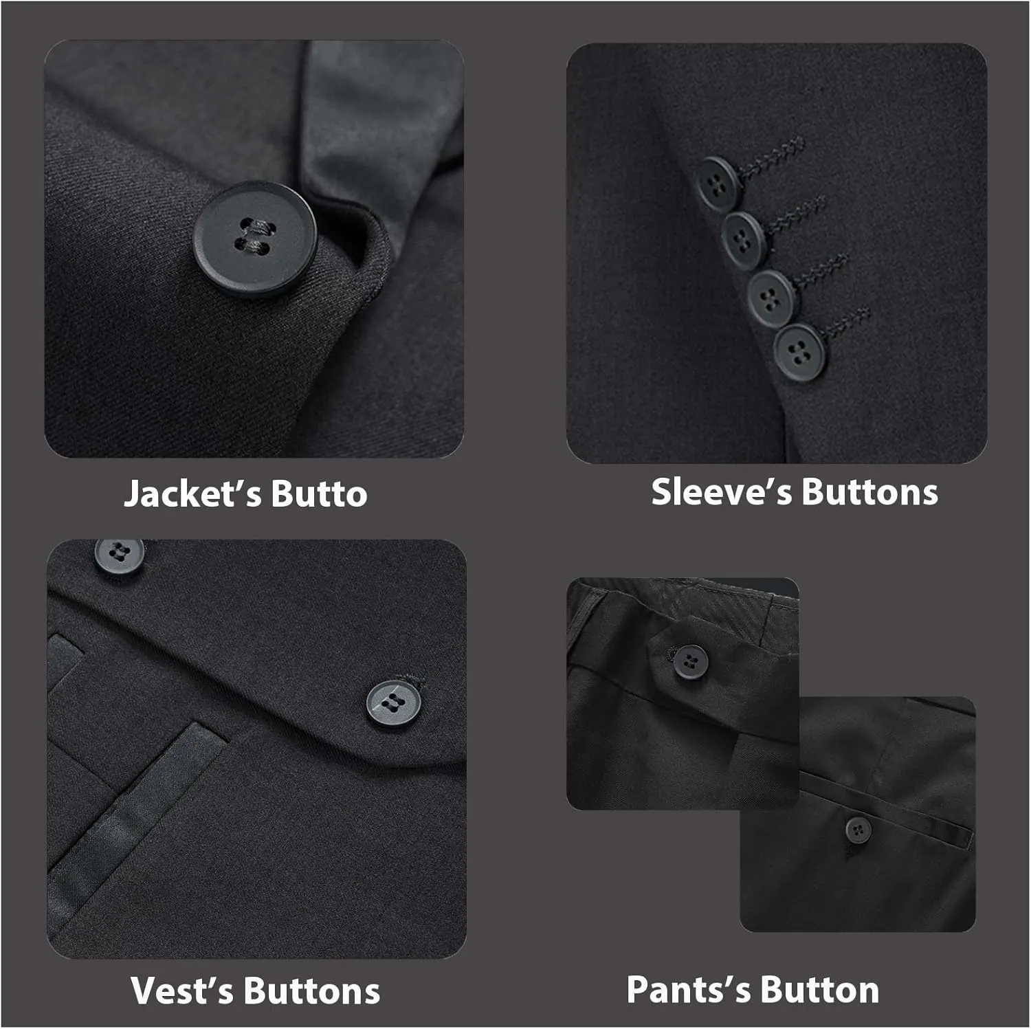 Rogers & Morris Tuxedo Suits for Men Solid 3 Piece Slim FitFormal Set Peak Lapels One Button Jacket Vest Pants