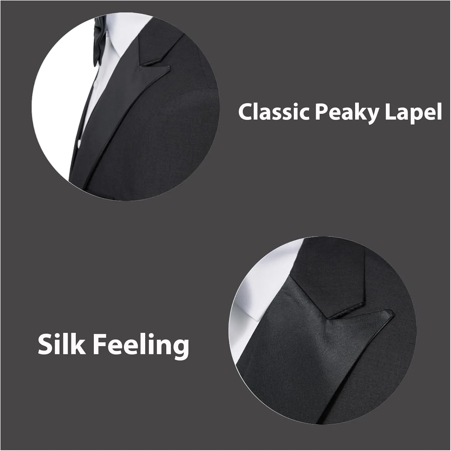 Rogers & Morris Tuxedo Suits for Men Solid 3 Piece Slim FitFormal Set Peak Lapels One Button Jacket Vest Pants