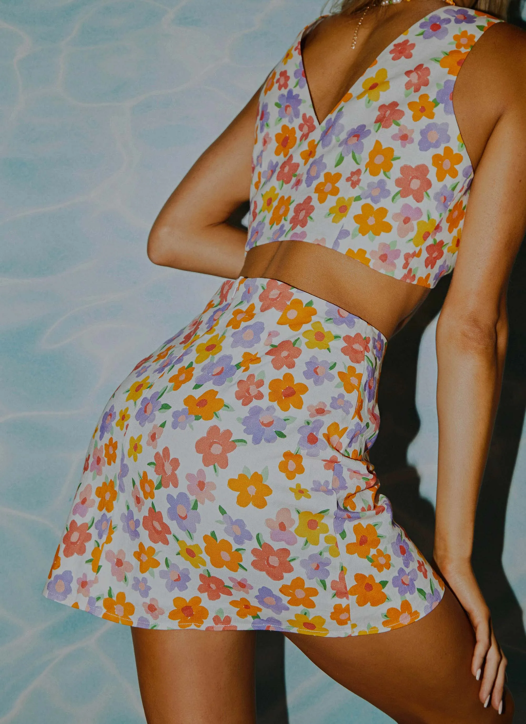 Spring Days Linen Mini Skirt  - Blooming