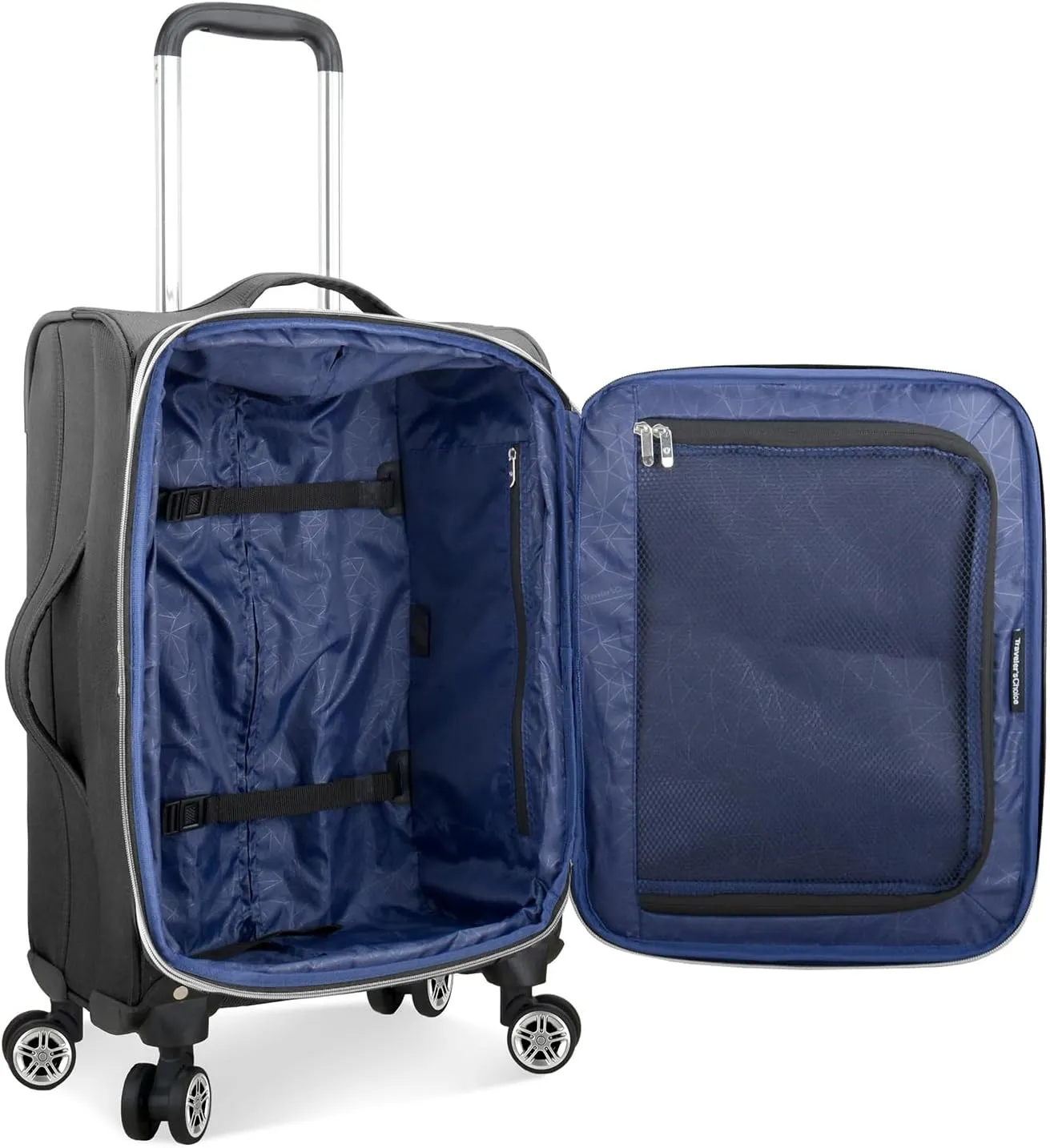 Traveler's Choice Lares Softside Expandable Luggage with Spinner Wheels, Black, Carry-On 22-Inch