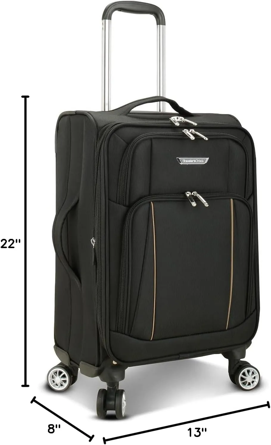 Traveler's Choice Lares Softside Expandable Luggage with Spinner Wheels, Black, Carry-On 22-Inch